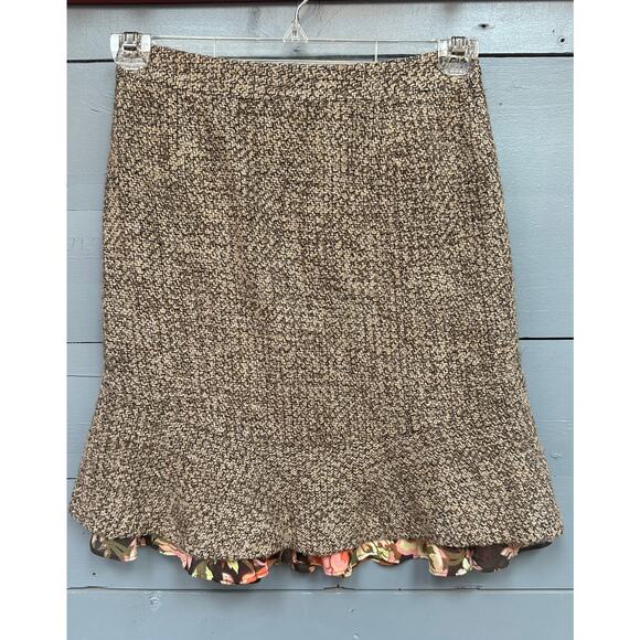 Ann Taylor Loft Wool Blend Skirt with Floral Ruffle 2Petite - Picture 2 of 8